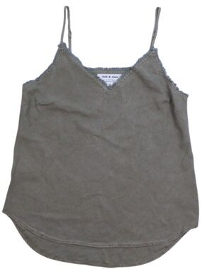 Cloth & Stone Sage Green Frayed Trim Tank Anthropologie Size S